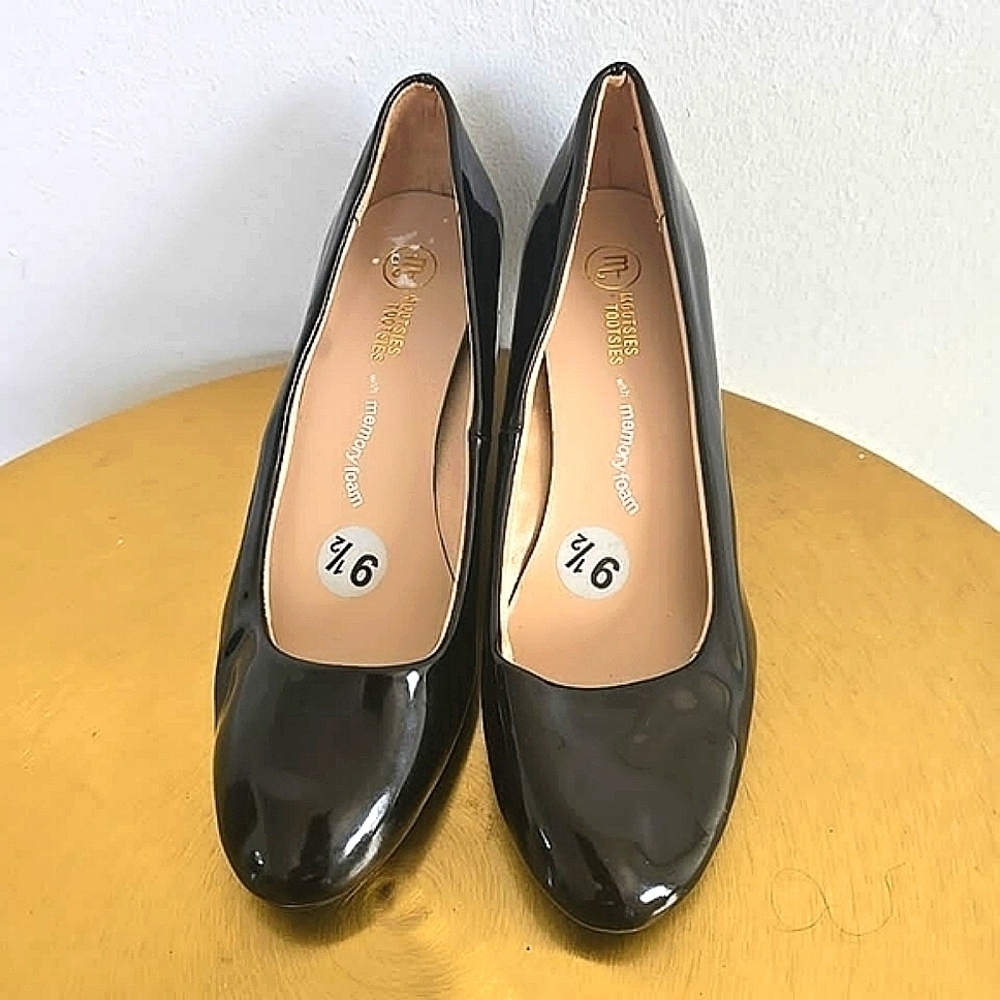 Mootsies Tootsies Women’s Black Patent Leather Wedge Size 9.5 🌴✌️